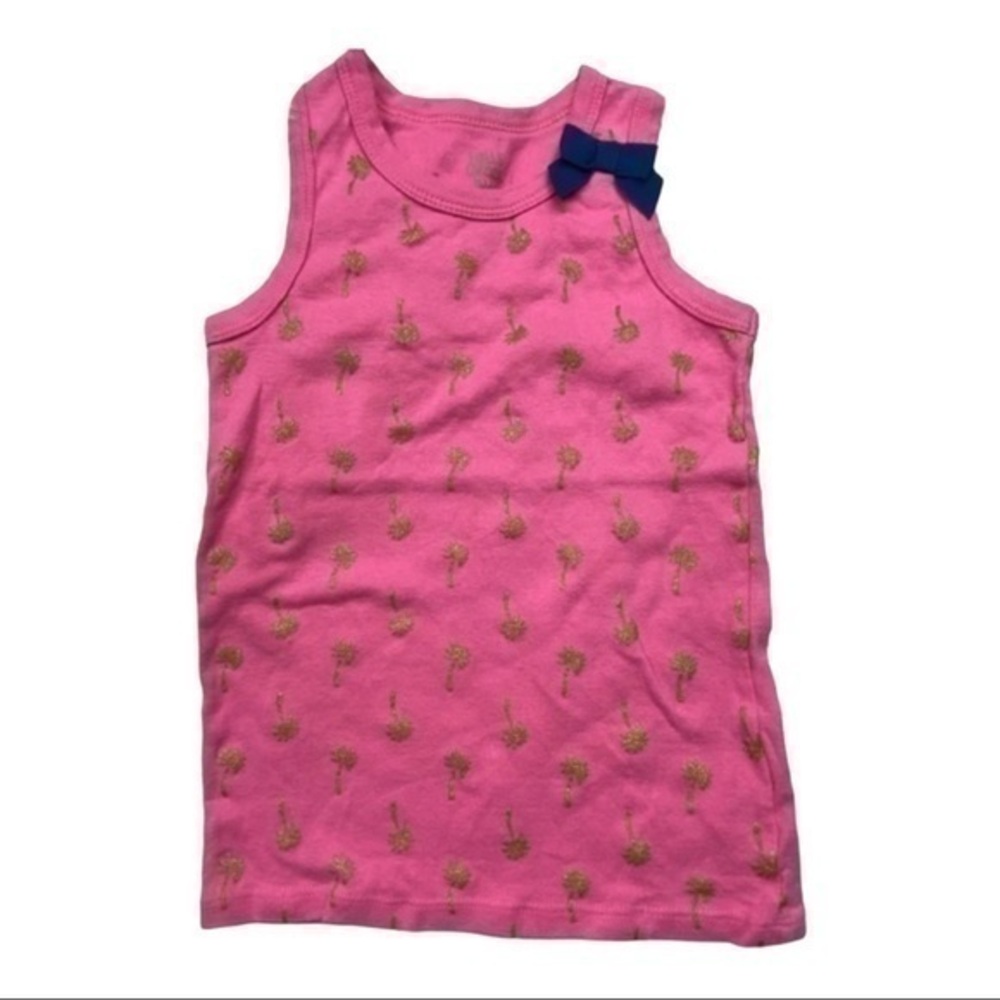 Falls Creek Tank Top Toddler Girls Size 5T Pink with Gold Palm Tree Print